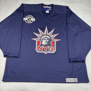 Vintage New York Rangers Jersey Mens XXL Blue CCM Statue Of Liberty NHL